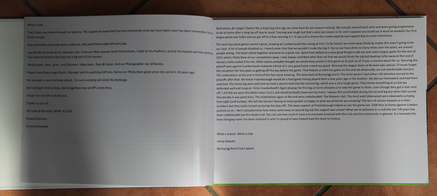 Bonnyrigg Rose Photo Book