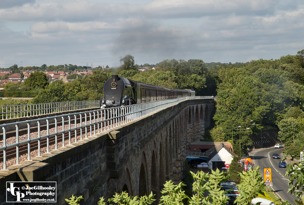 Union of South Africa 60009 Steam Train on Borders Railway crossing Lothian Bridge