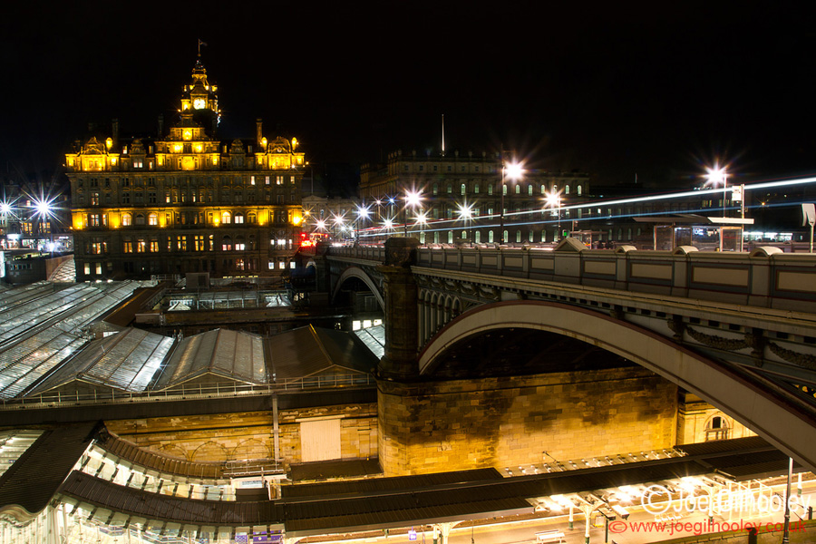 Edinburgh by Night - View of North Bridge and Balmoral Hotel - 25th November 2013 