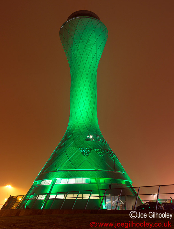 Edinburgh Airport Air Traffic Control Tower - Green for St Patrick's Day