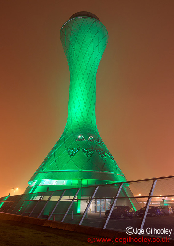 Edinburgh Airport Air Traffic Control Tower - Green for St Patrick's Day