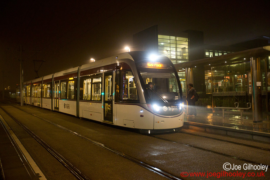 Edinburgh Tram by Night at Hermiston Gait