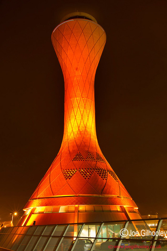Edinburgh Airport Air Traffic Control Tower - Gold for Ryder Cup 