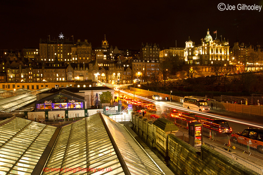 Edinburgh Christmas Attractions 2014 . A view of Waverley Bridge