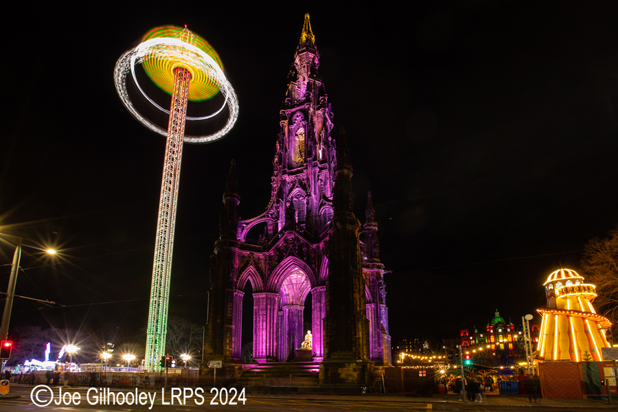 Edinburgh Christmas Attractions Star Flyer and Scott Monument