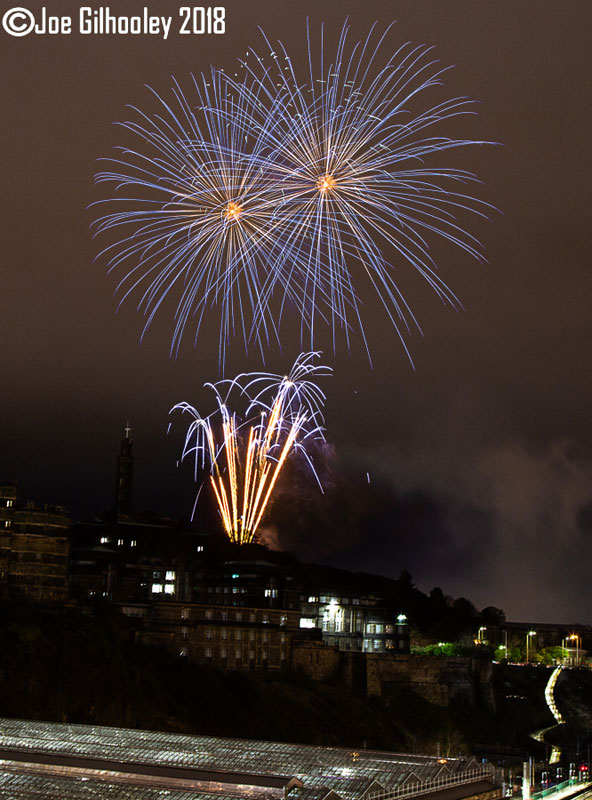 Edinburgh Torchlight Procession Fireworks from North Bridge