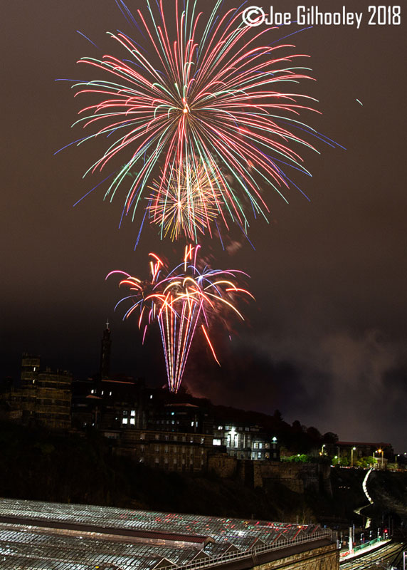 Edinburgh Torchlight Procession Fireworks from North Bridge