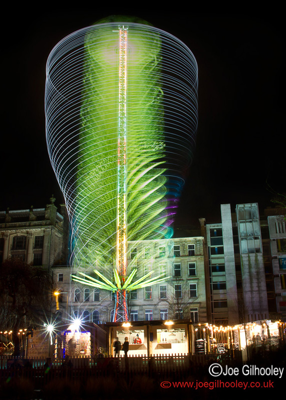 Edinburgh by Night - Star Flyer in St Andrews Square - 9th December 2013 - long shutter image 