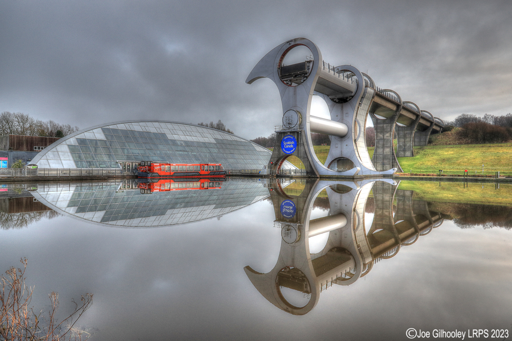The Falkirk Wheel before lights came on