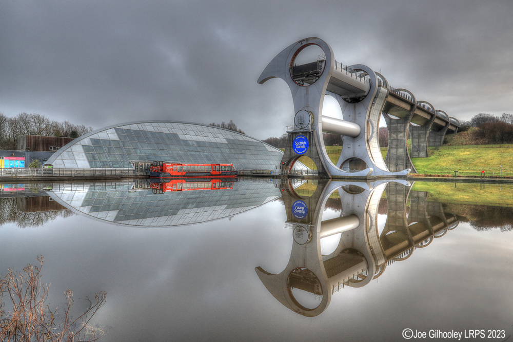 The Falkirk Wheel before lights came on