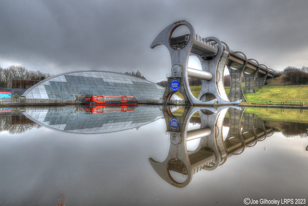 The Falkirk Wheel before lights came on