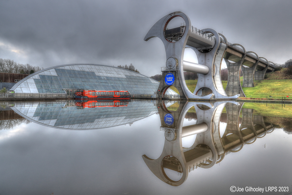 The Falkirk Wheel before lights came on