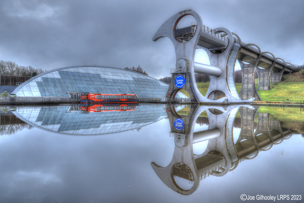 The Falkirk Wheel before lights came on