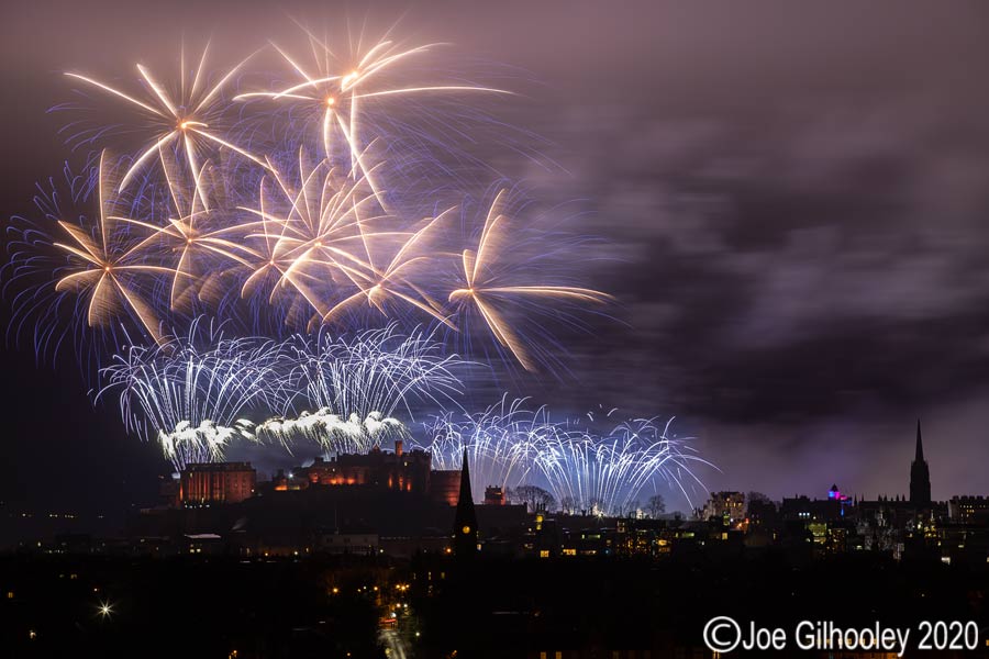 Edinburgh New Year Fireworks over Edinburgh Castle