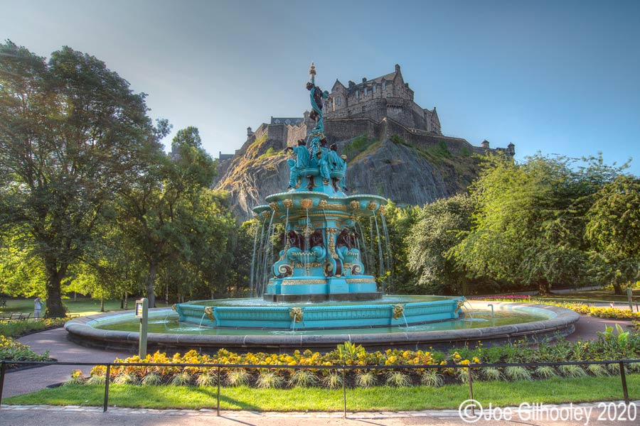 Ross Fountain and Edinburgh Castle