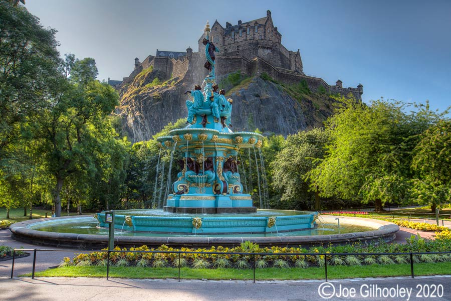 Ross Fountain and Edinburgh Castle