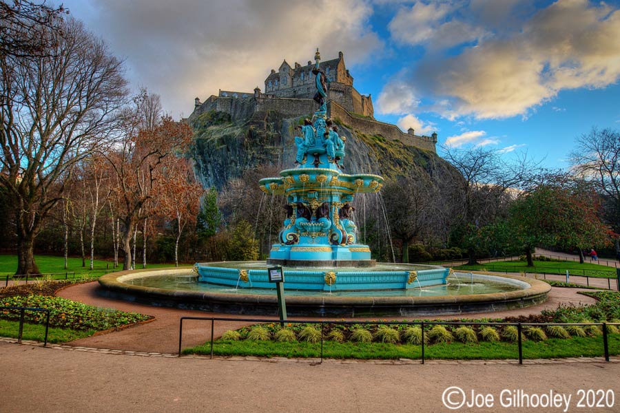 Ross Fountain and Edinburgh Castle