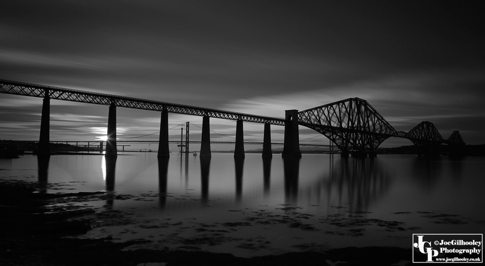Forth Bridge silhouette at sunset