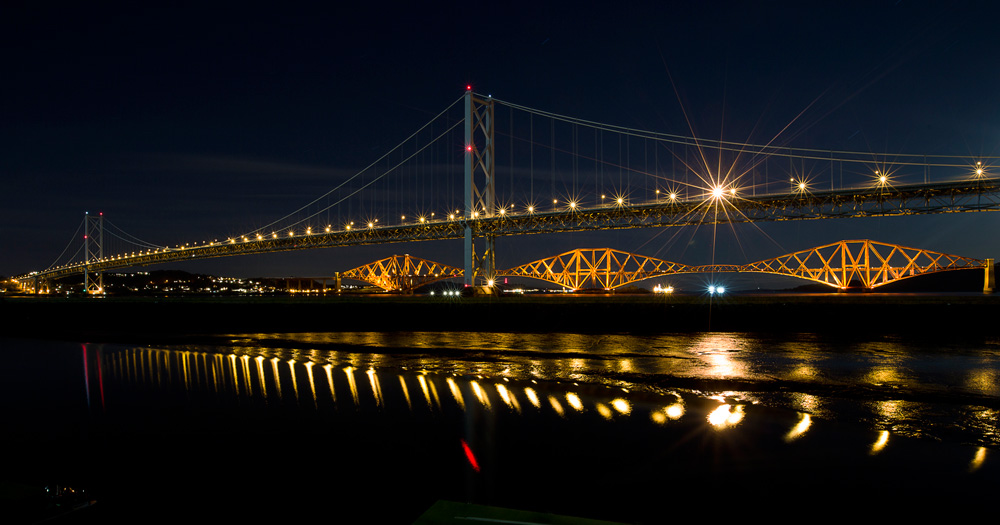 Forth Road bridge with Forth Bridge in background