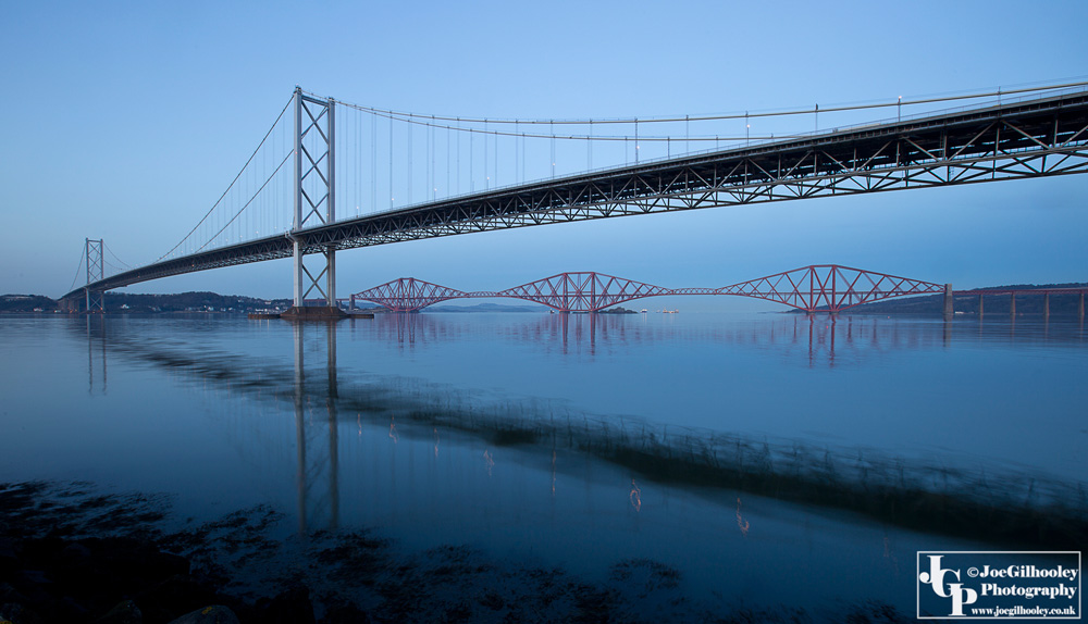 Forth Road bridge with Forth Bridge in background