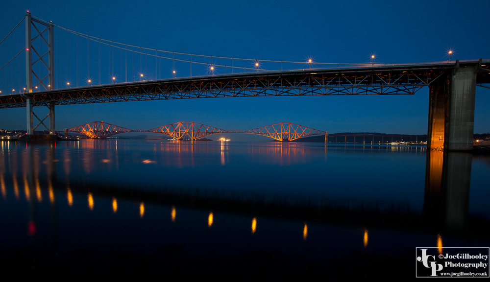 Forth Road bridge with Forth Bridge in background