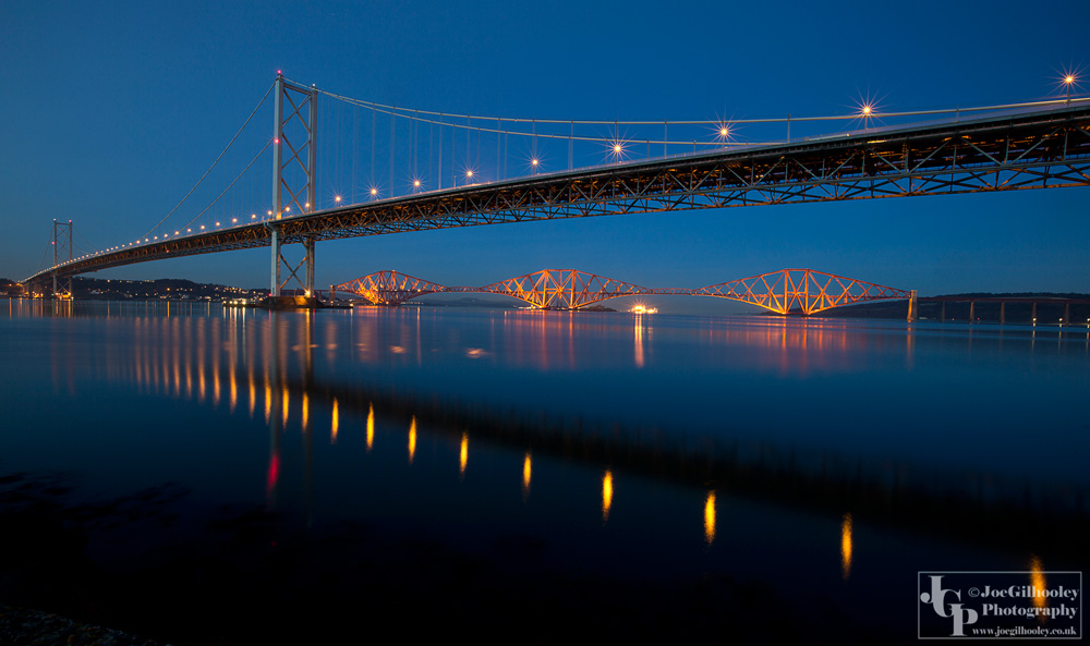 Forth Road bridge with Forth Bridge in background