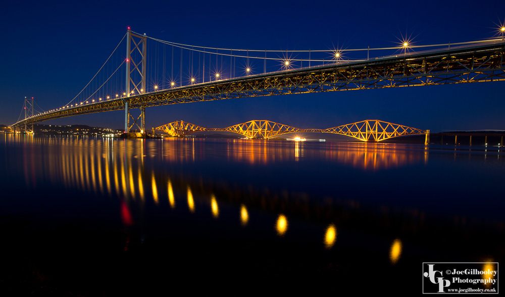 Forth Road bridge with Forth Bridge in background