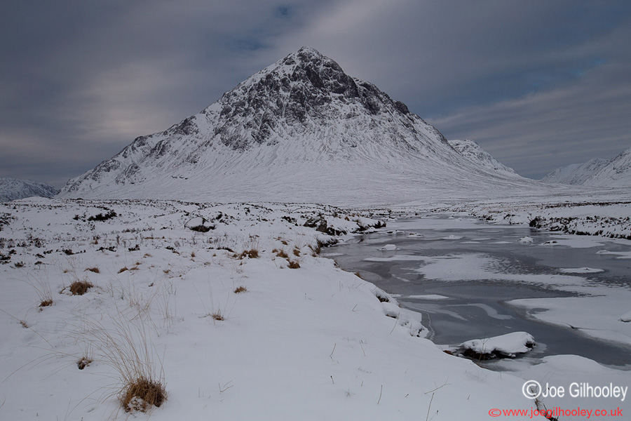 Buachaille Etive Mor and frozen River Etive