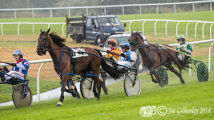 Harness Racing at Musselburgh Racecourse Harness Racing at Musselburgh Racecourse - Second race in the rain. Lots of spray from wheels