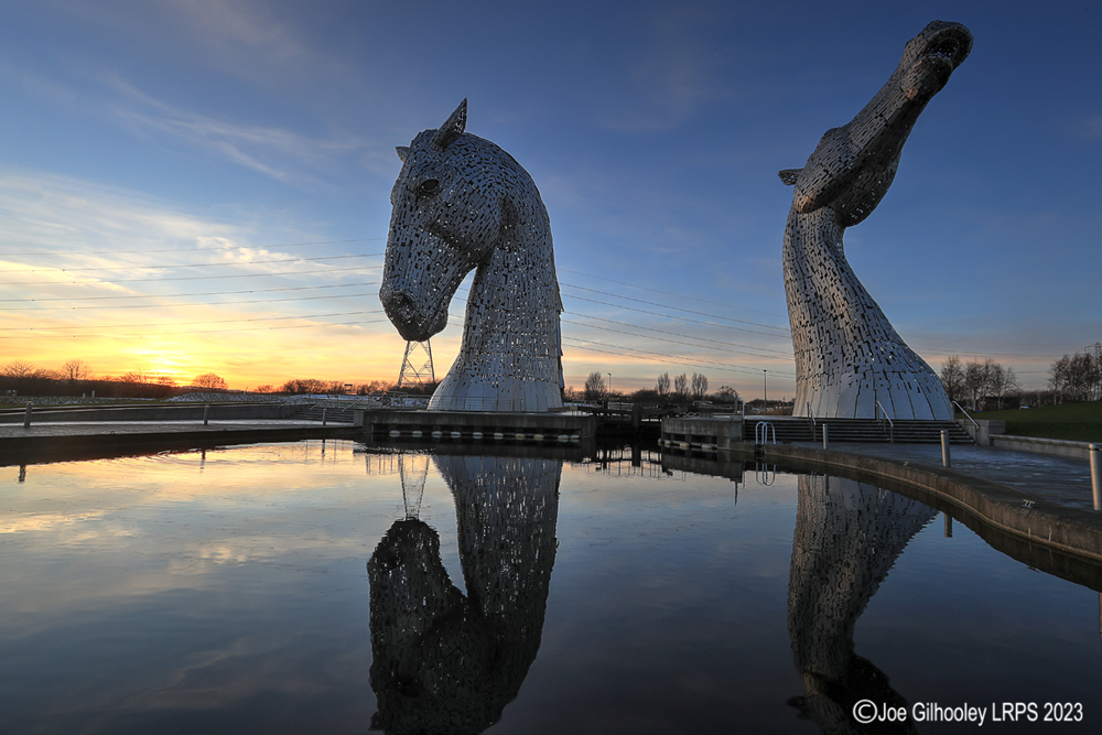 The Kelpies at sunset