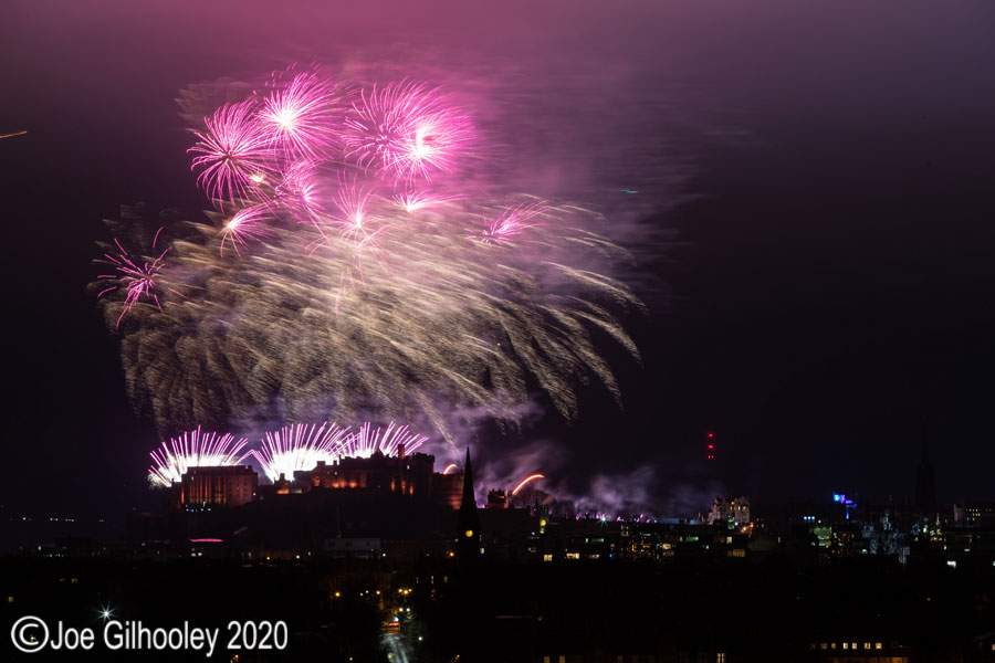 Edinburgh's New Year Fireworks 2020 from Blackford Hill