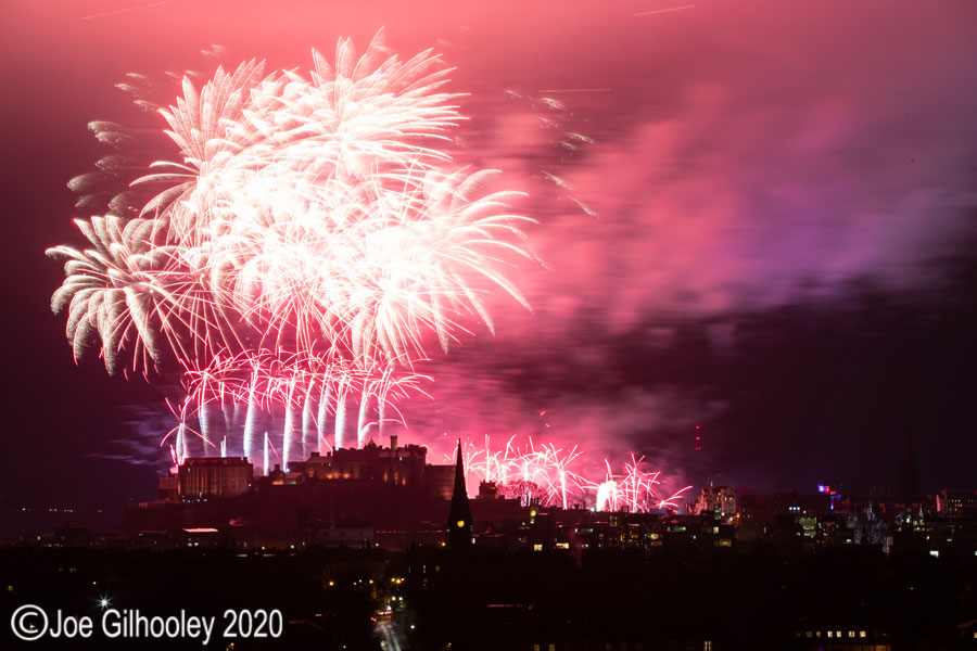 Edinburgh's New Year Fireworks 2020 from Blackford Hill