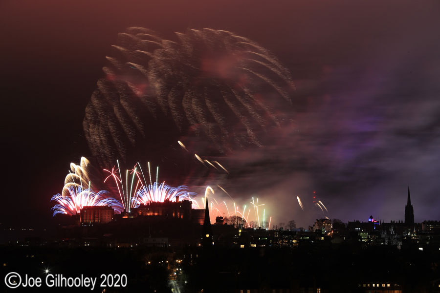 Edinburgh's New Year Fireworks 2020 from Blackford Hill