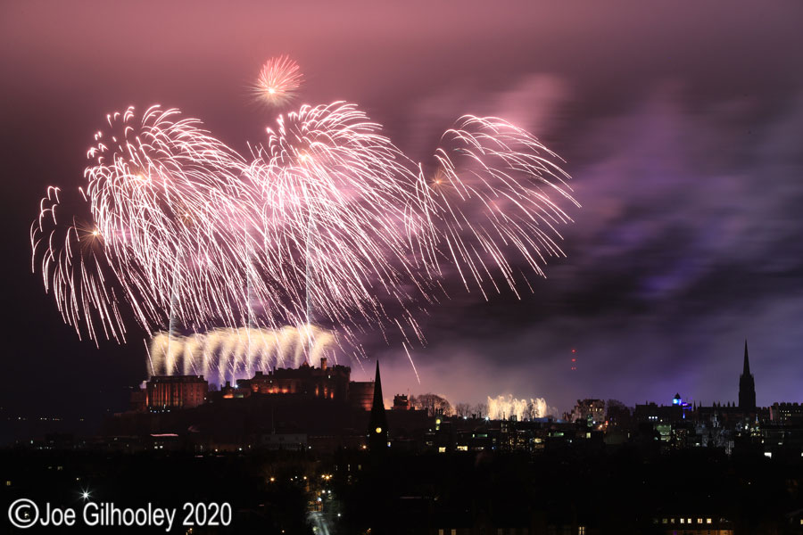 Edinburgh's New Year Fireworks 2020 from Blackford Hill