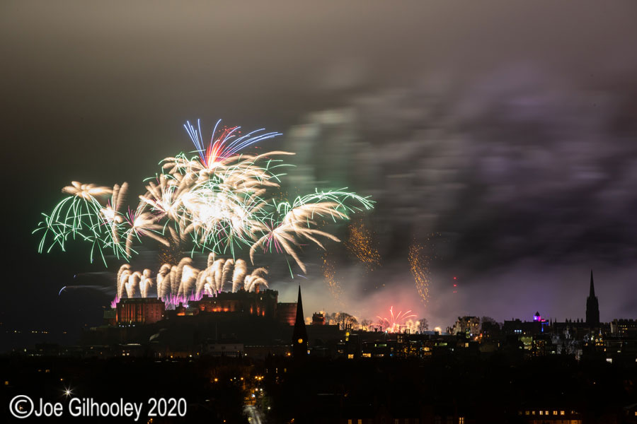 Edinburgh's New Year Fireworks 2020 from Blackford Hill