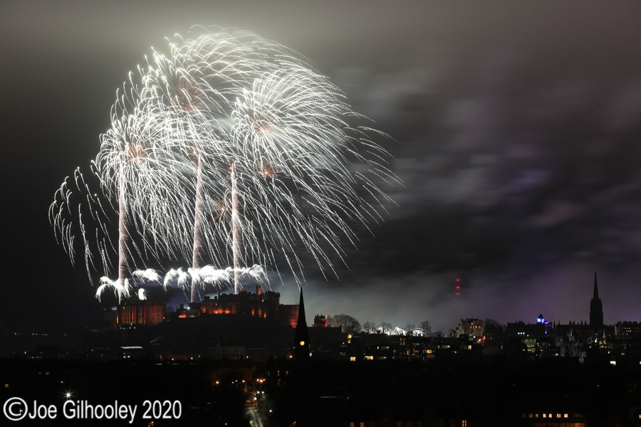 Edinburgh's New Year Fireworks 2020 from Blackford Hill