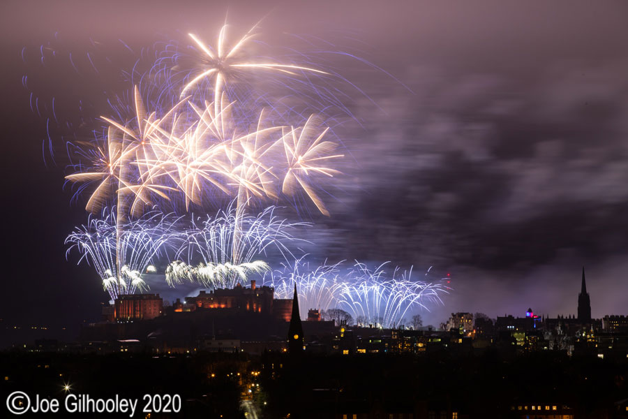 Edinburgh's New Year Fireworks 2020 from Blackford Hill