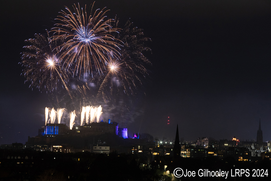 Edinburgh's New Year Fireworks 2024 from Blackford Hill Edinburgh's New Year Fireworks 2024 from Blackford Hill
