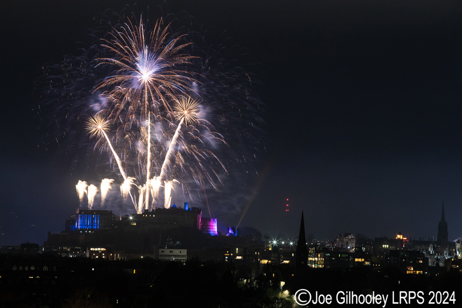 Edinburgh's New Year Fireworks 2024 from Blackford Hill Edinburgh's New Year Fireworks 2024 from Blackford Hill