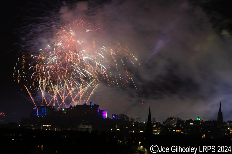 Edinburgh's New Year Fireworks 2024 from Blackford Hill Edinburgh's New Year Fireworks 2024 from Blackford Hill