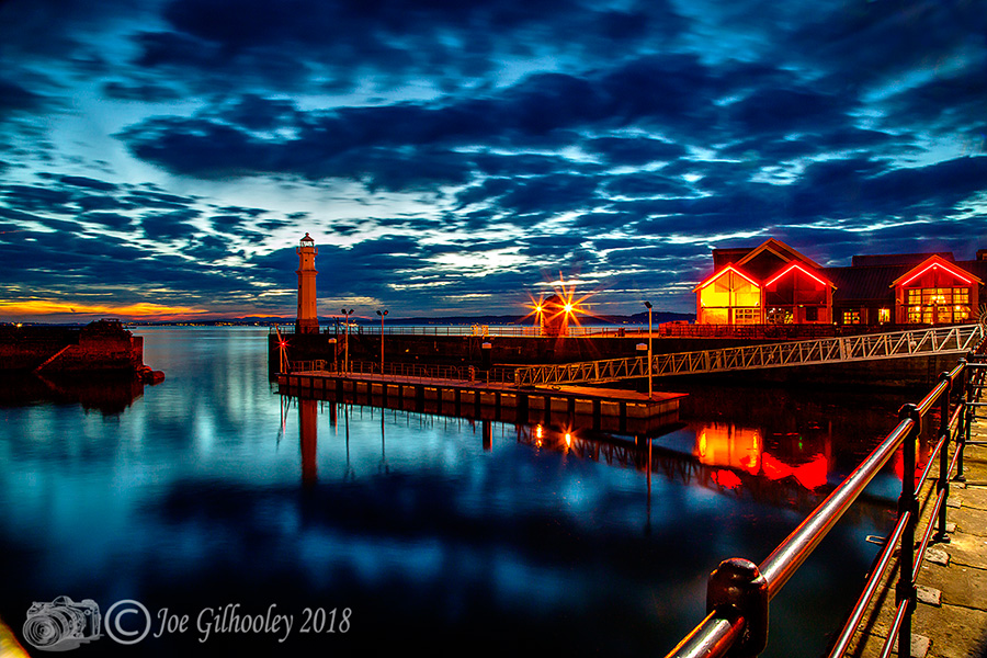 Newhaven Harbour after sunset