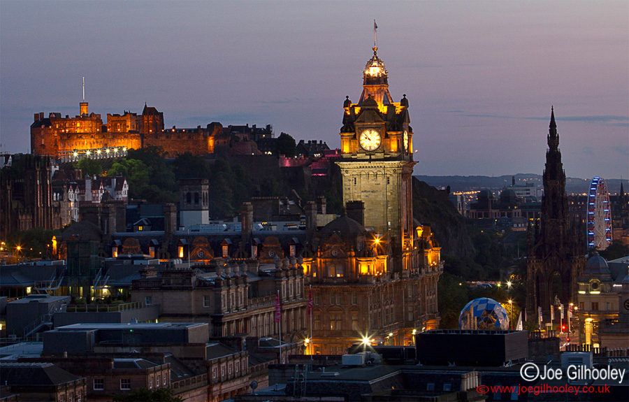View of Edinburgh from Calton Hill - Edinburgh Castle in distance