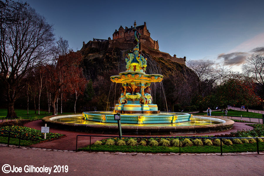 Ross Fountain, Princes Street Gardens, Edinburgh - lit at night