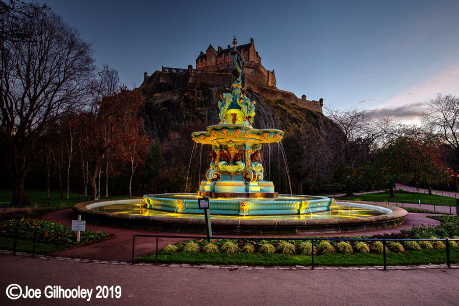Ross Fountain, Princes Street Gardens, Edinburgh - lit at night