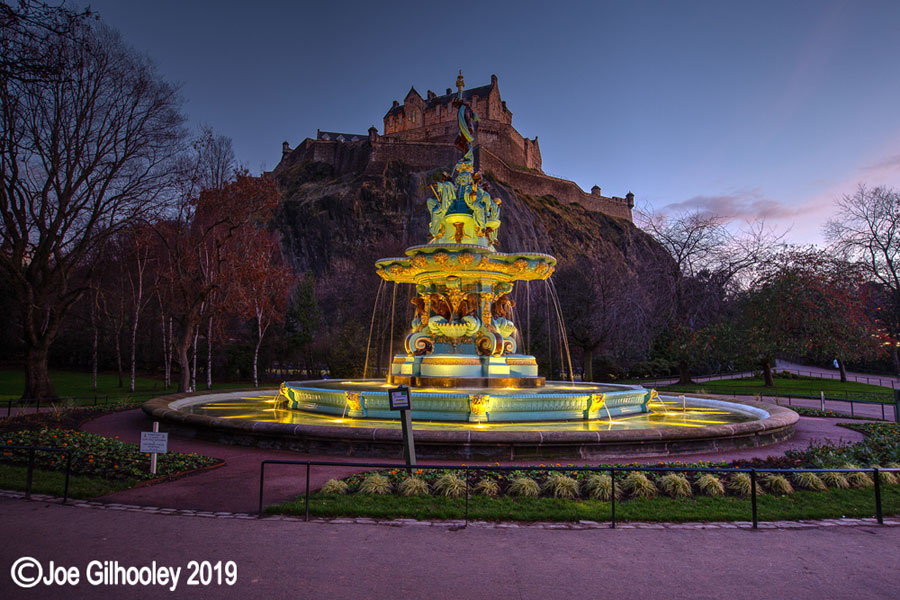 Ross Fountain, Princes Street Gardens, Edinburgh - lit at night