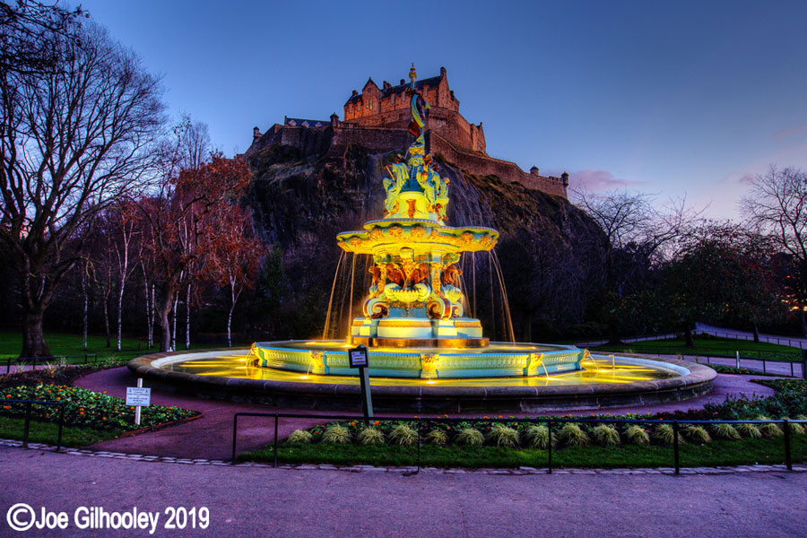 Ross Fountain, Princes Street Gardens, Edinburgh - lit at night