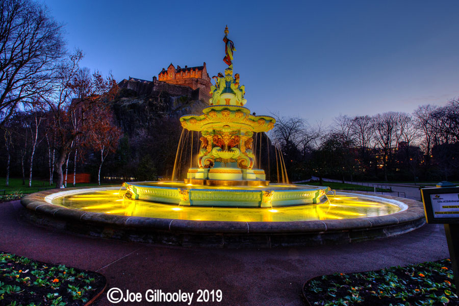 Ross Fountain, Princes Street Gardens, Edinburgh - lit at night