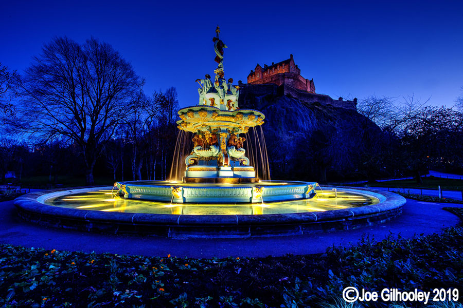 Ross Fountain, Princes Street Gardens, Edinburgh - lit at night
