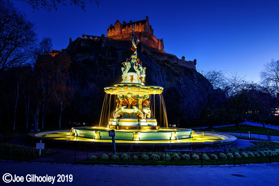 Ross Fountain, Princes Street Gardens, Edinburgh - lit at night