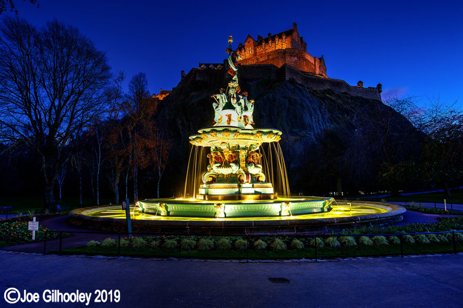 Ross Fountain, Princes Street Gardens, Edinburgh - lit at night